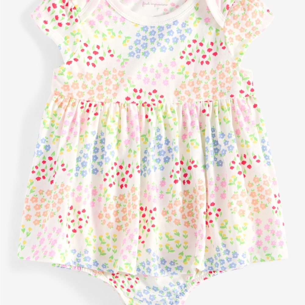 Floral Baby Dress Romper in Pastel Bouquet